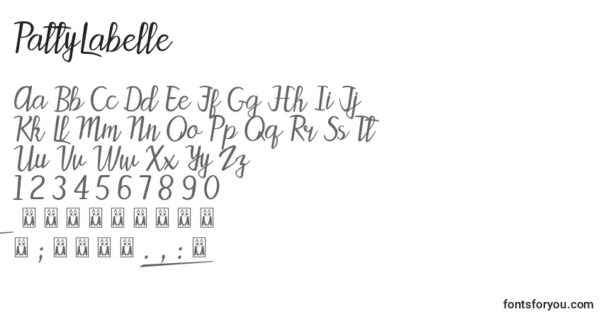 Шрифт PattyLabelle (43970) – алфавит, цифры, специальные символы