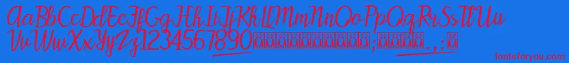 PattyLabelle Font – Red Fonts on Blue Background