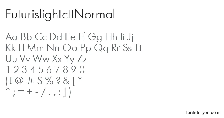 Czcionka FuturislightcttNormal – alfabet, cyfry, specjalne znaki
