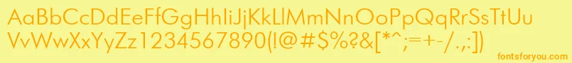 Fonte FuturislightcttNormal – fontes laranjas em um fundo amarelo