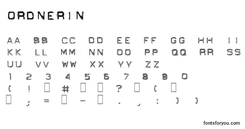 Schriftart Ordnerin – Alphabet, Zahlen, spezielle Symbole