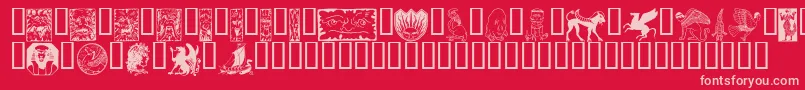 Fabeldyr-Schriftart – Rosa Schriften auf rotem Hintergrund