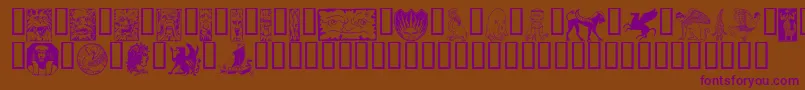Fabeldyr-fontti – violetit fontit ruskealla taustalla