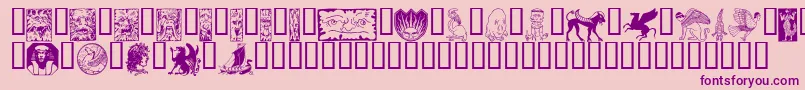 Fabeldyr-fontti – violetit fontit vaaleanpunaisella taustalla
