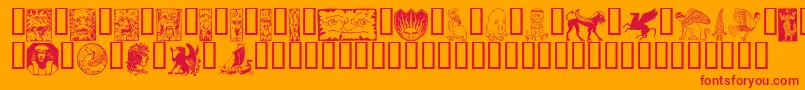 Fonte Fabeldyr – fontes vermelhas em um fundo laranja