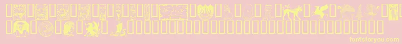 Fabeldyr-Schriftart – Gelbe Schriften auf rosa Hintergrund
