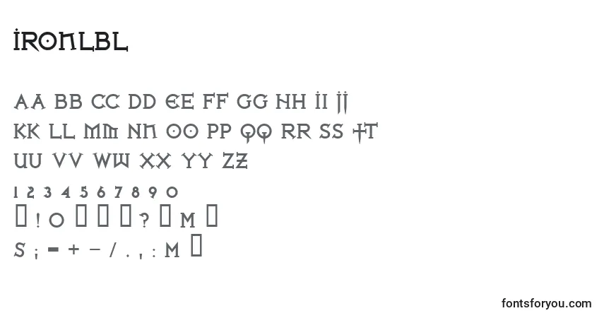 Ironlbl Font – alphabet, numbers, special characters