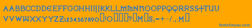 Ironlbl Font – Blue Fonts on Orange Background