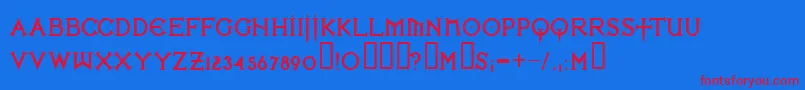 Ironlbl Font – Red Fonts on Blue Background