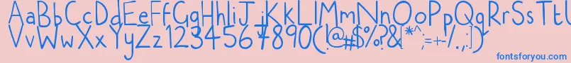 フォントNatwooddrawsRegular – ピンクの背景に青い文字