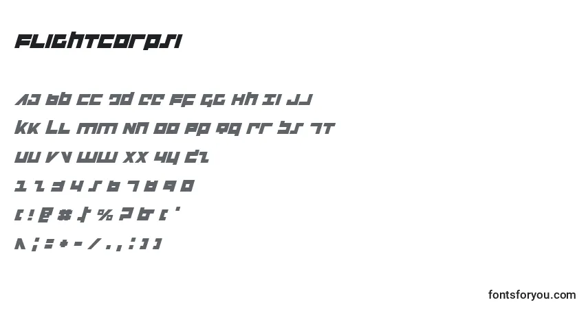 Flightcorpsi Font – alphabet, numbers, special characters