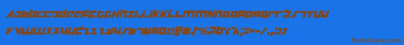 Flightcorpsi-Schriftart – Braune Schriften auf blauem Hintergrund