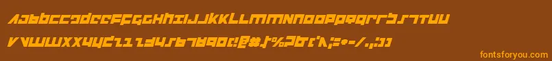 フォントFlightcorpsi – オレンジ色の文字が茶色の背景にあります。