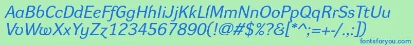 DynagroteskreItalic Font – Blue Fonts on Green Background