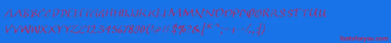 Quickkleinsketches-Schriftart – Rote Schriften auf blauem Hintergrund