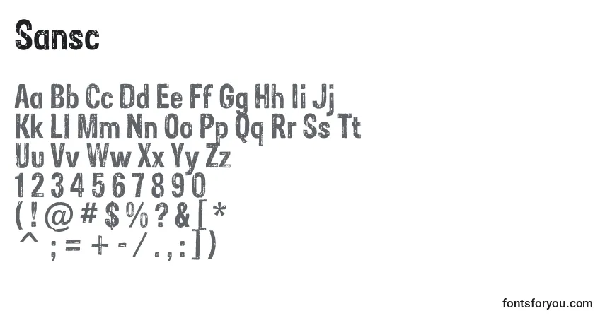 Sansc-fontti – aakkoset, numerot, erikoismerkit