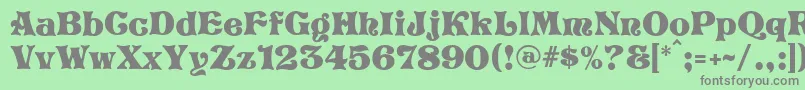 フォントScaramouch – 緑の背景に灰色の文字