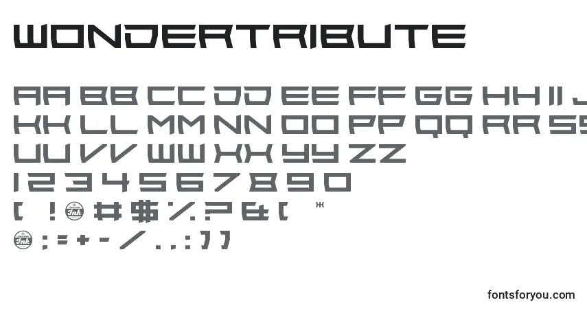 A fonte Wondertribute – alfabeto, números, caracteres especiais