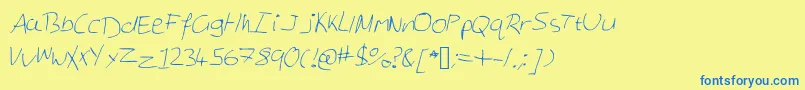 Georgesnotes-Schriftart – Blaue Schriften auf gelbem Hintergrund
