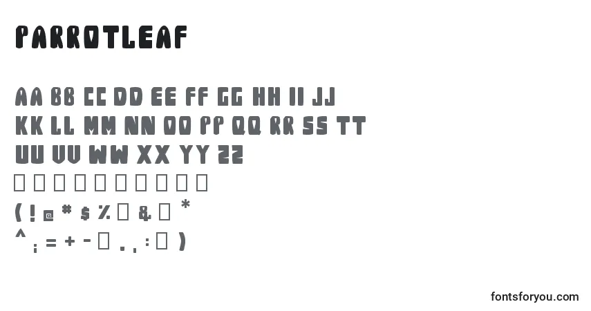 A fonte ParrotLeaf – alfabeto, números, caracteres especiais