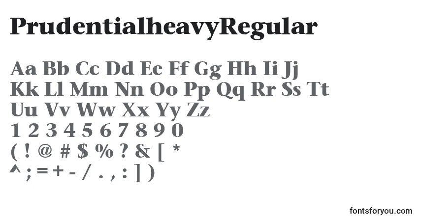 Czcionka PrudentialheavyRegular – alfabet, cyfry, specjalne znaki