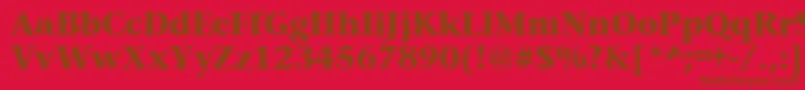 PrudentialheavyRegular-Schriftart – Braune Schriften auf rotem Hintergrund