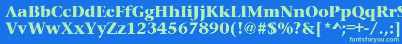 PrudentialheavyRegular Font – Green Fonts on Blue Background