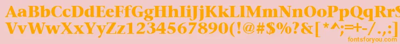 PrudentialheavyRegular-Schriftart – Orangefarbene Schriften auf rosa Hintergrund