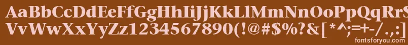 Weitere Informationen zur PrudentialheavyRegular-Schriftart PrudentialheavyRegular-Schriftart – Rosa Schriften auf braunem Hintergrund