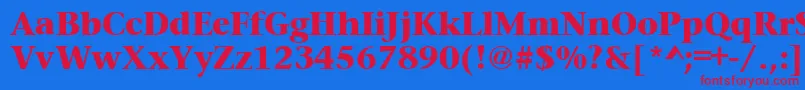 PrudentialheavyRegular Font – Red Fonts on Blue Background