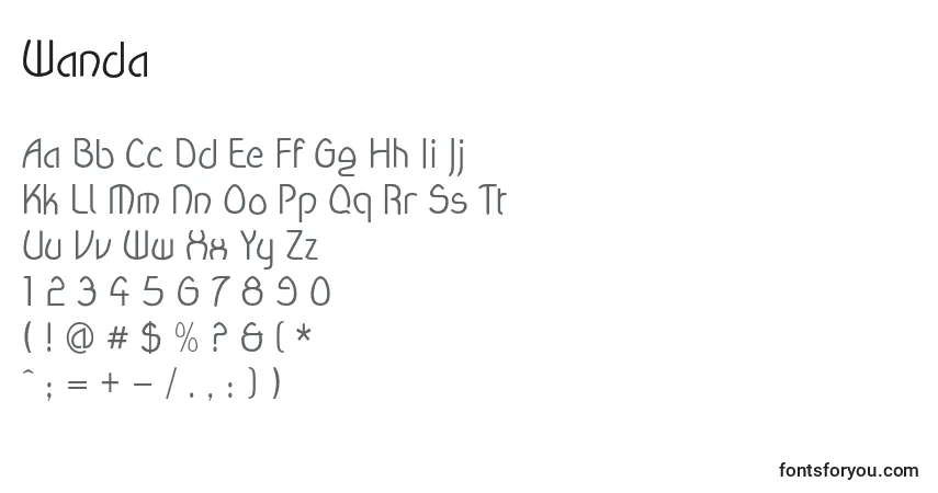 Schriftart Wanda (43989) – Alphabet, Zahlen, spezielle Symbole