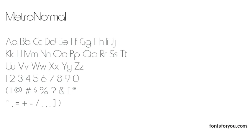 Schriftart MetroNormal – Alphabet, Zahlen, spezielle Symbole