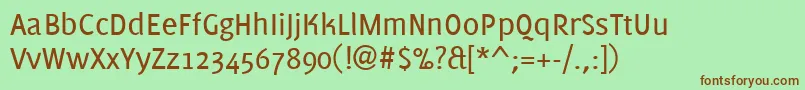 Шрифт PfmuseRegular – коричневые шрифты на зелёном фоне