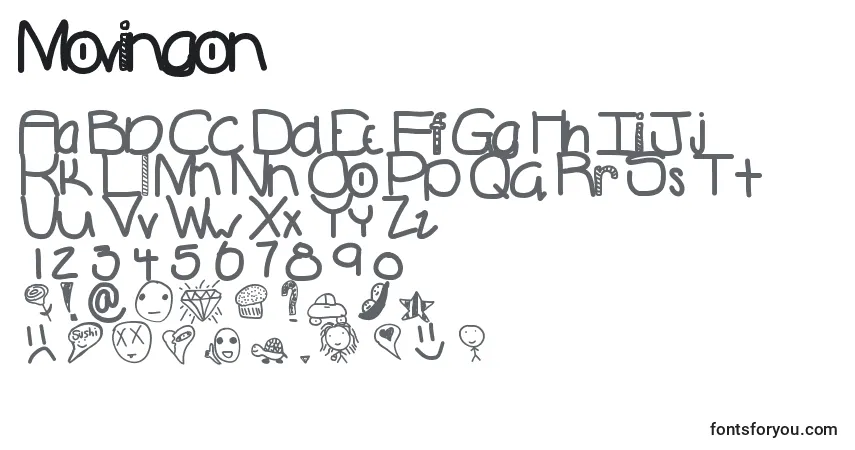 Schriftart Movingon – Alphabet, Zahlen, spezielle Symbole