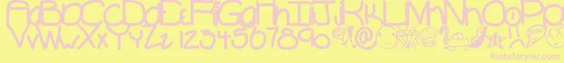 Movingon Font – Pink Fonts on Yellow Background