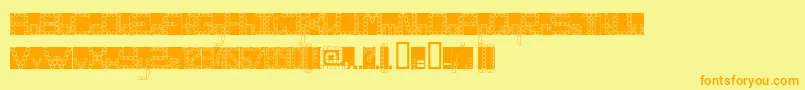 Fonte Panghobl – fontes laranjas em um fundo amarelo