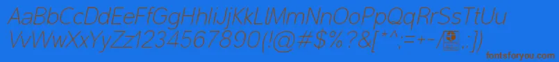 MalterSansThinItalicDemo Font – Brown Fonts on Blue Background