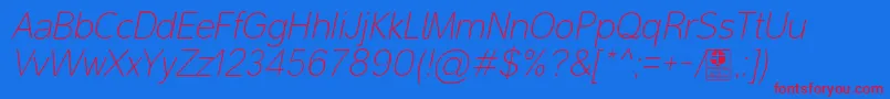 MalterSansThinItalicDemo Font – Red Fonts on Blue Background