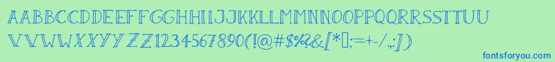 Czcionka SandwichPaperLight – niebieskie czcionki na zielonym tle