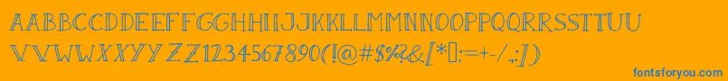 SandwichPaperLight-Schriftart – Blaue Schriften auf orangefarbenem Hintergrund