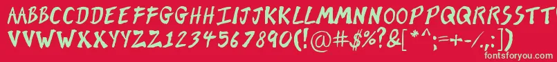 BrushOfKent Font – Green Fonts on Red Background