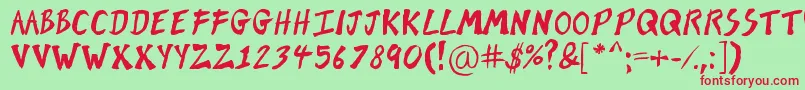 BrushOfKent Font – Red Fonts on Green Background