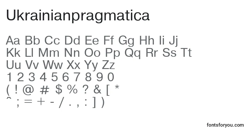 Ukrainianpragmatica-fontti – aakkoset, numerot, erikoismerkit