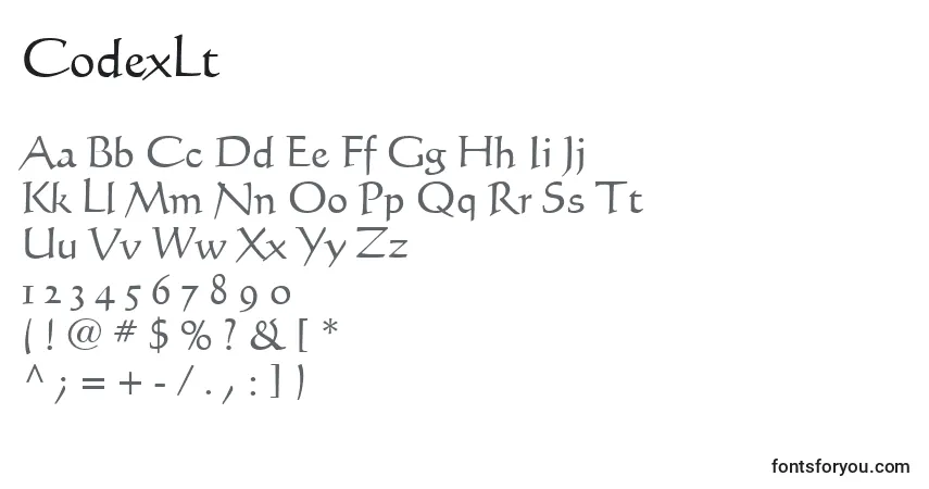 Schriftart CodexLt – Alphabet, Zahlen, spezielle Symbole