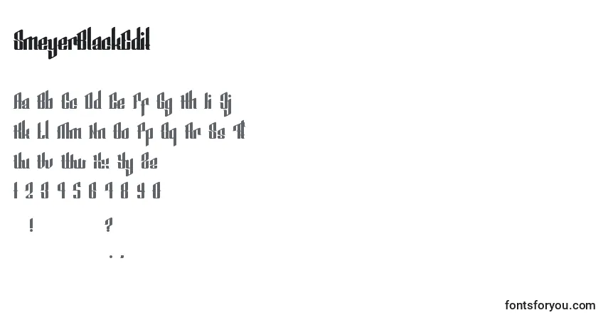 Czcionka SmeyerBlackEdit – alfabet, cyfry, specjalne znaki