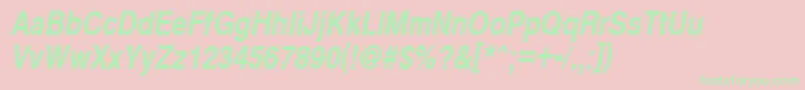 CyrveticaNarrowBoldOblique-Schriftart – Grüne Schriften auf rosa Hintergrund