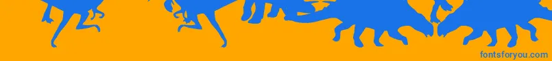 Dingosaurs-Schriftart – Blaue Schriften auf orangefarbenem Hintergrund