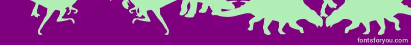 Dingosaurs-Schriftart – Grüne Schriften auf violettem Hintergrund