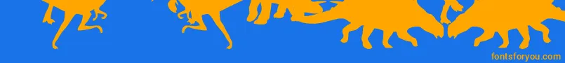 Dingosaurs-Schriftart – Orangefarbene Schriften auf blauem Hintergrund