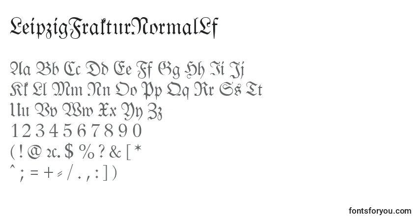A fonte LeipzigFrakturNormalLf – alfabeto, números, caracteres especiais